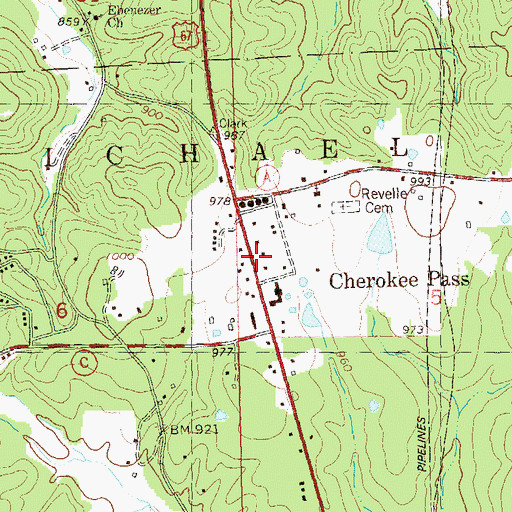 Topographic Map of Cherokee Pass, MO