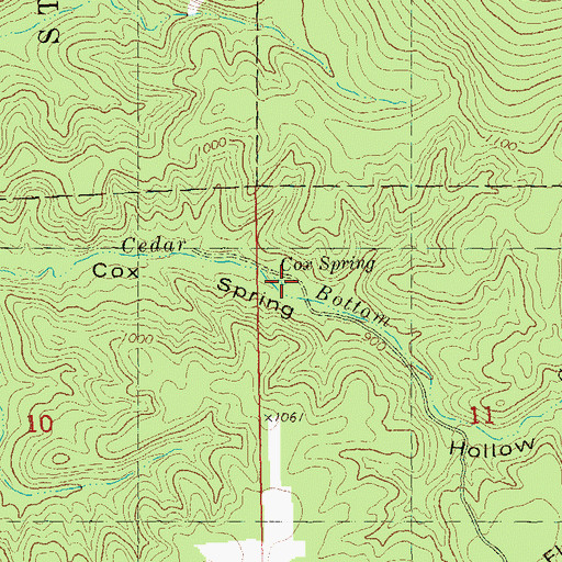 Topographic Map of Cox Spring, MO