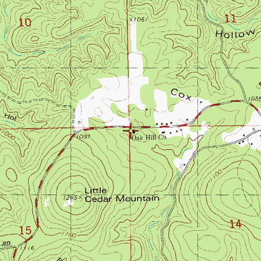 Topographic Map of Oak Hill Church, MO