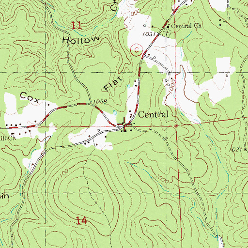 Topographic Map of Central, MO