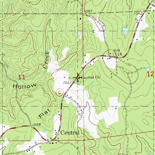 Topographic Map of Central Church, MO