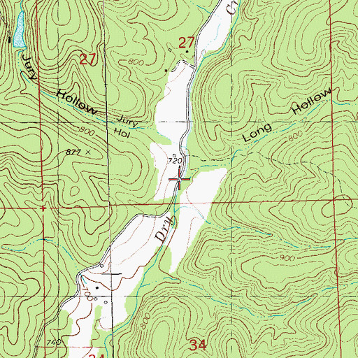 Topographic Map of Long Hollow, MO
