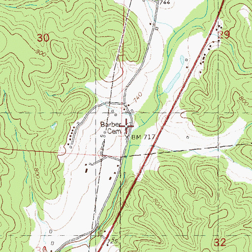 Topographic Map of Barber Cemetery, MO