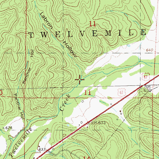 Topographic Map of Labron Hollow, MO