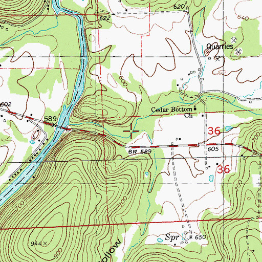 Topographic Map of Big Branch Hollow, MO