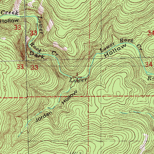 Topographic Map of Jordan Hollow, MO