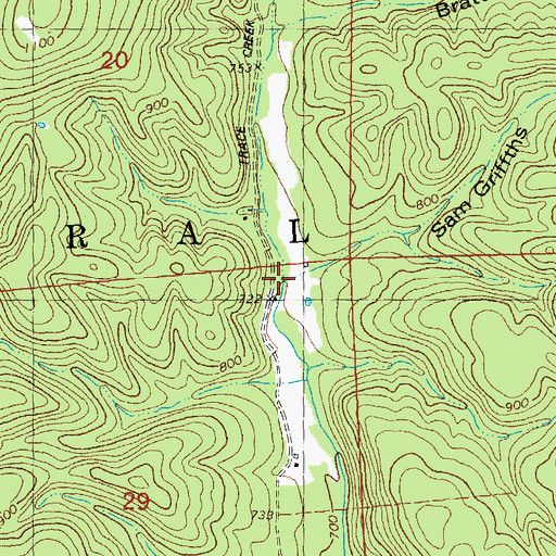 Topographic Map of Sam Griffths Hollow, MO