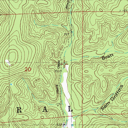 Topographic Map of Bratt Hollow, MO