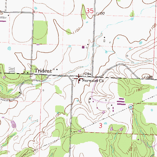 Topographic Map of Norwood Prairie Presbyterian Church, AR