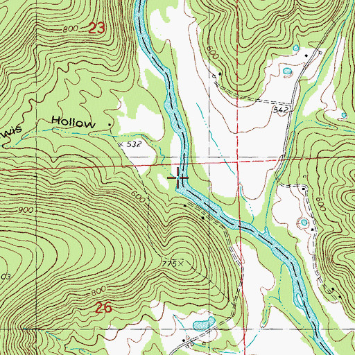Topographic Map of Lewis Hollow, MO
