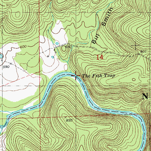 Topographic Map of The Fish Trap, MO