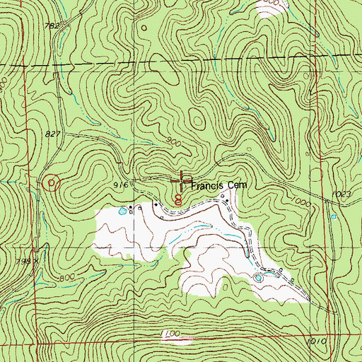 Topographic Map of Francis Cemetery, MO