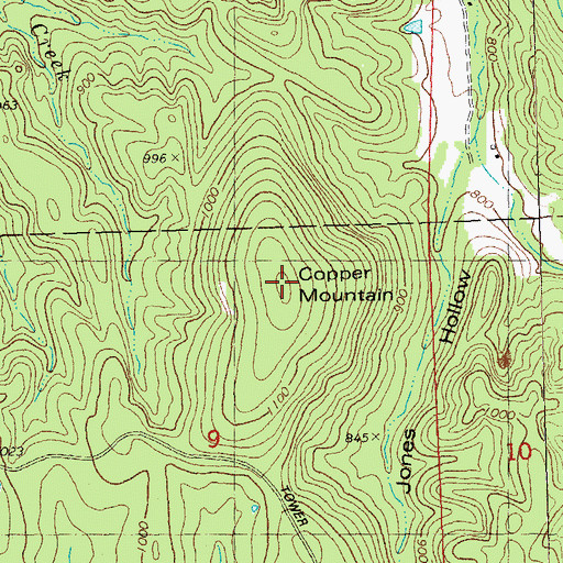 Topographic Map of Copper Mountain, MO