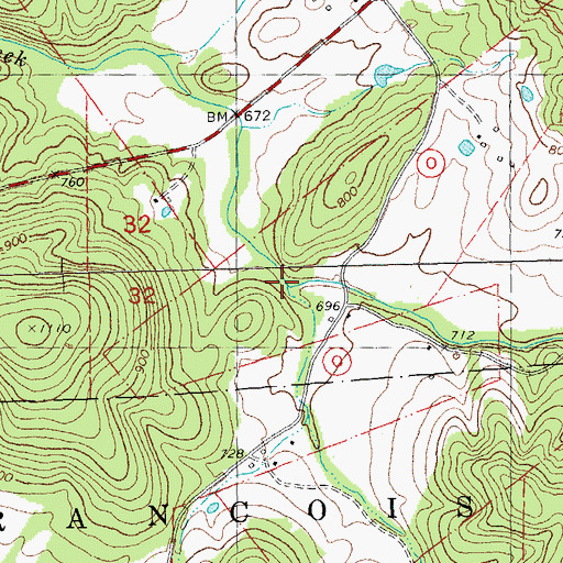 Topographic Map of Willow Creek, MO