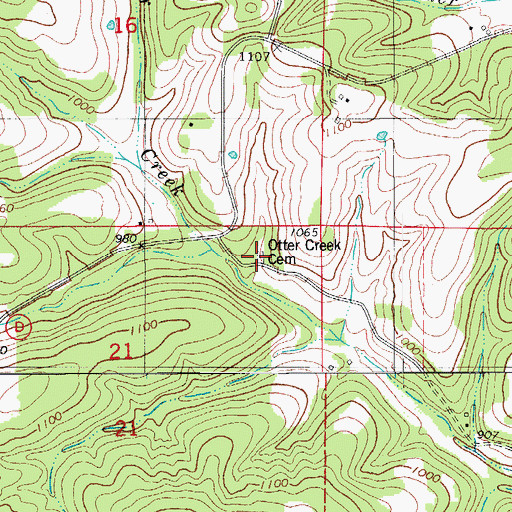 Topographic Map of Otter Creek Cemetery, MO