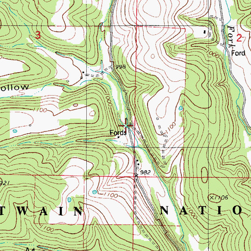 Topographic Map of Sugar Tree Hollow, MO