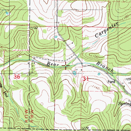 Topographic Map of Carpenter Branch, MO