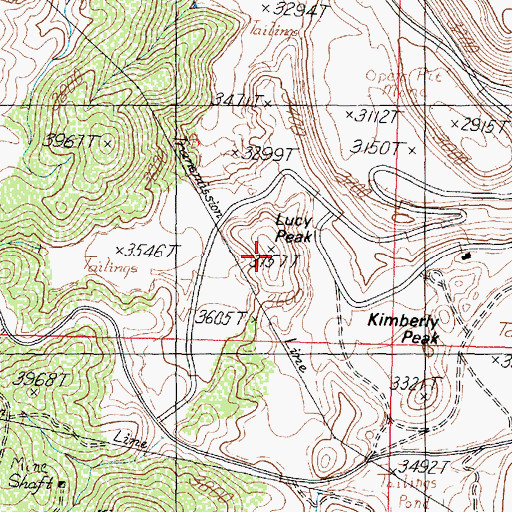 Topographic Map of Lucy Peak, AZ