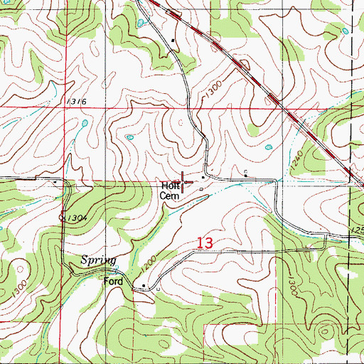 Topographic Map of Holt Cemetery, MO