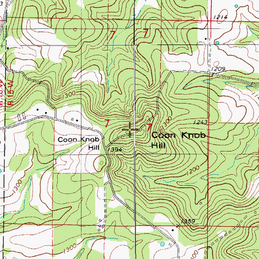 Topographic Map of Coon Knob Hill, MO