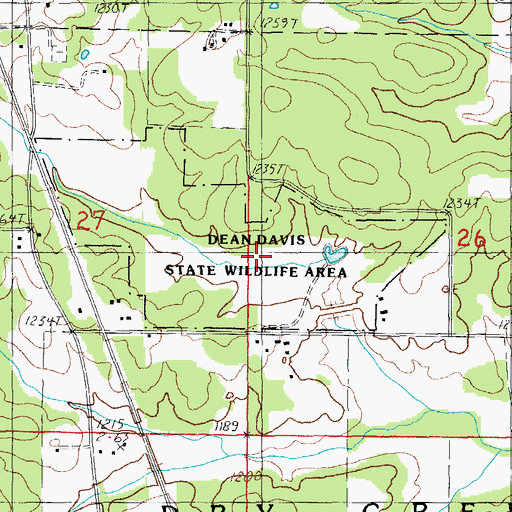 Topographic Map of Dean Davis State Wildlife Area, MO