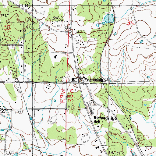 Topographic Map of Friendship Church, MO