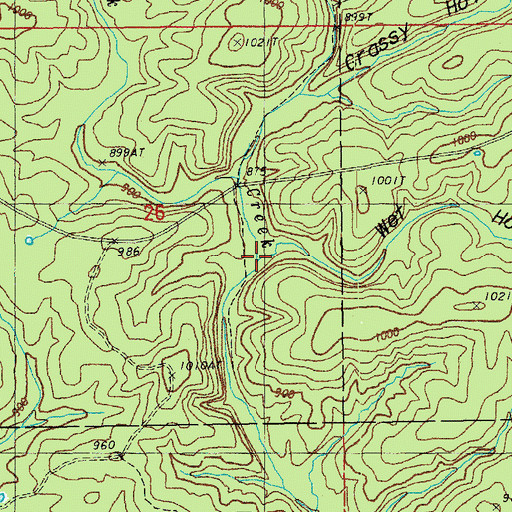 Topographic Map of Wet Hollow, MO