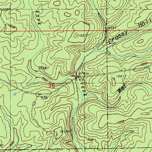 Topographic Map of Fox Hollow, MO