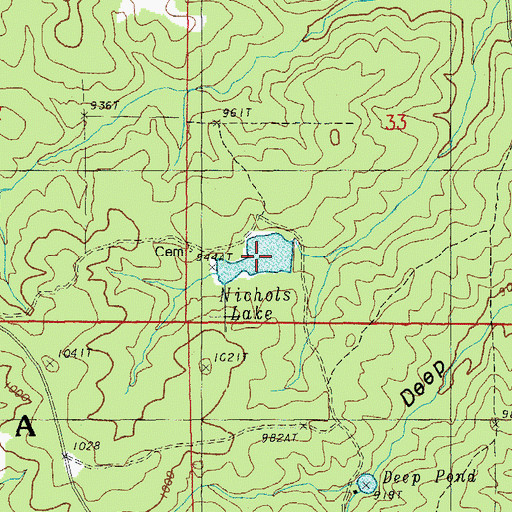 Topographic Map of Nichols Lake, MO