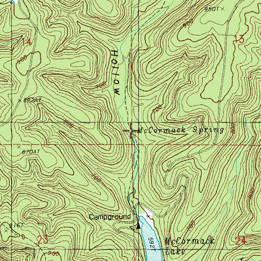 Topographic Map of McCormack Spring, MO