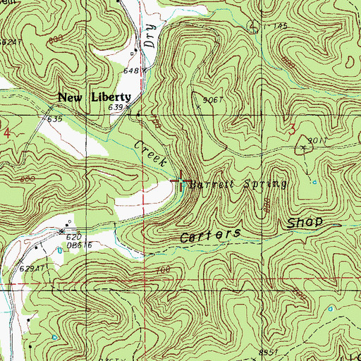 Topographic Map of Barrett Spring, MO