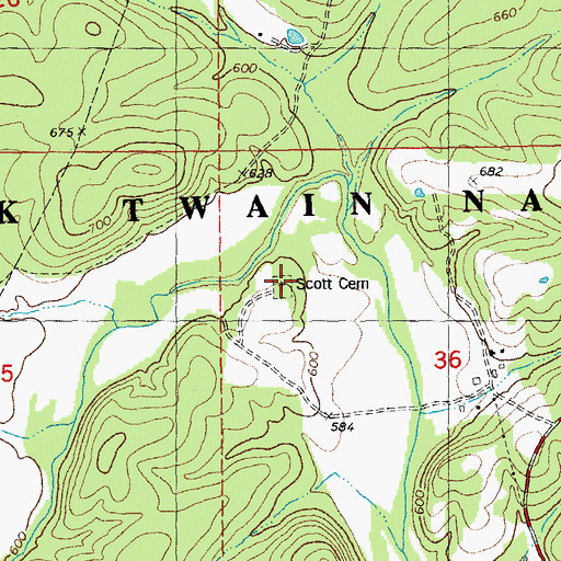 Topographic Map of Scott Cemetery, MO