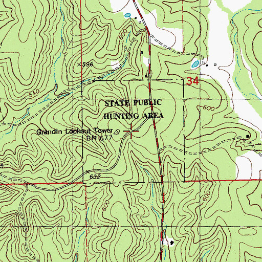 Topographic Map of State Public Hunting Area, MO