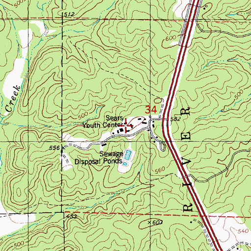 Topographic Map of Sears Youth Center, MO