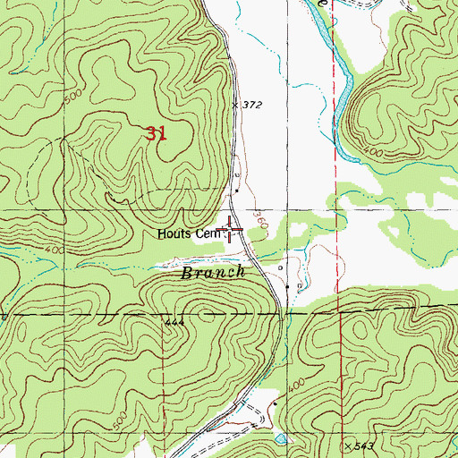 Topographic Map of Houts Cemetery, MO