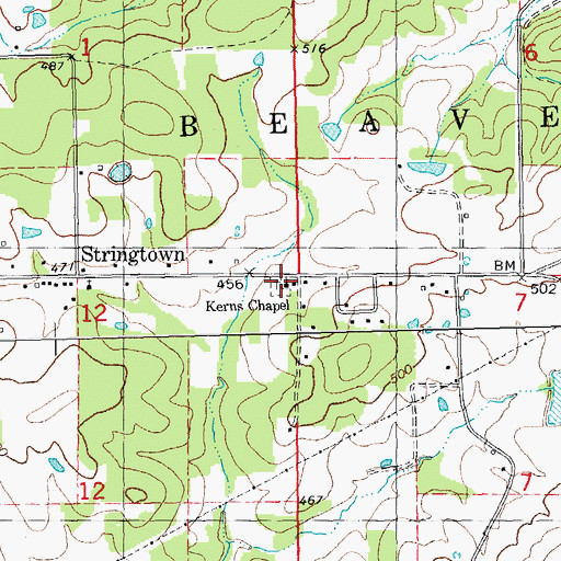 Topographic Map of Kerns Chapel, MO