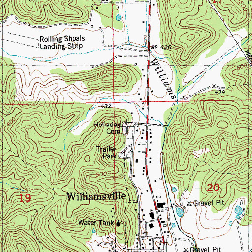 Topographic Map of Holladay Cemetery, MO