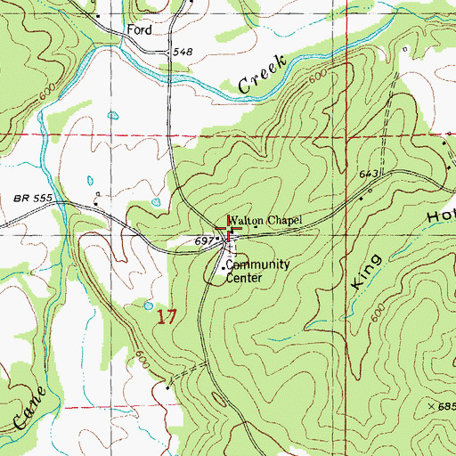 Topographic Map of Walton Chapel, MO