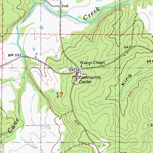 Topographic Map of Brush Arbor Community Center, MO