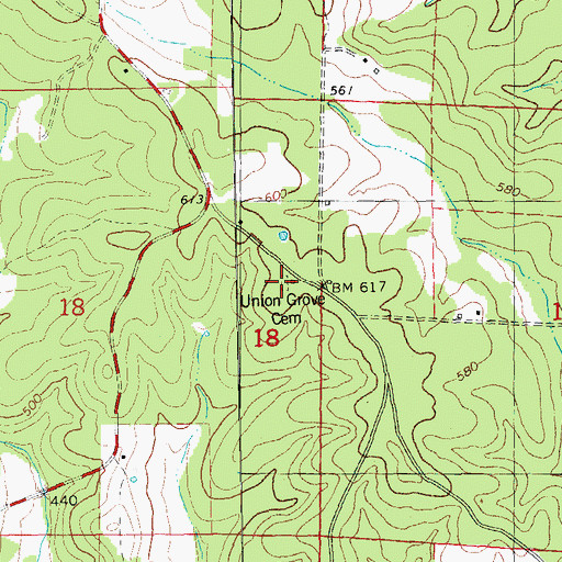 Topographic Map of Union Grove Cemetery, MO