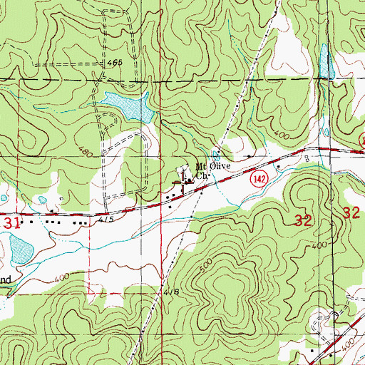 Topographic Map of Mount Olive Church, MO