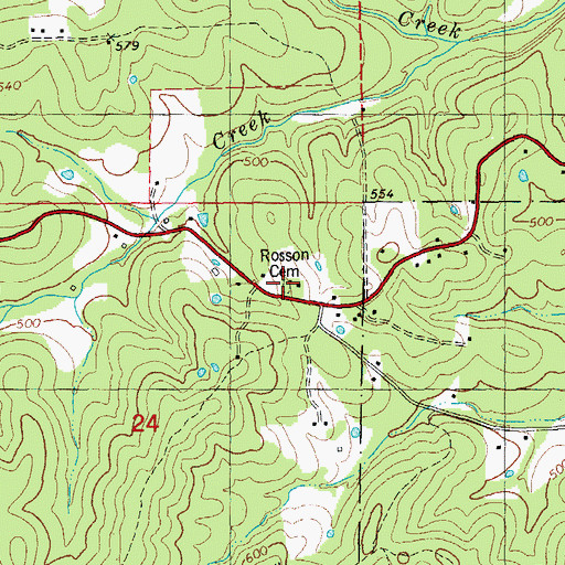 Topographic Map of Rosson Cemetery, MO