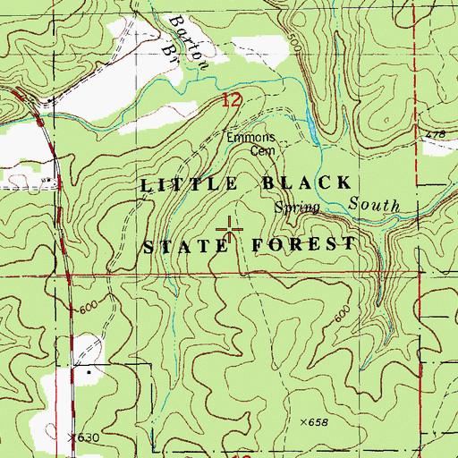 Topographic Map of Little Black State Forest, MO