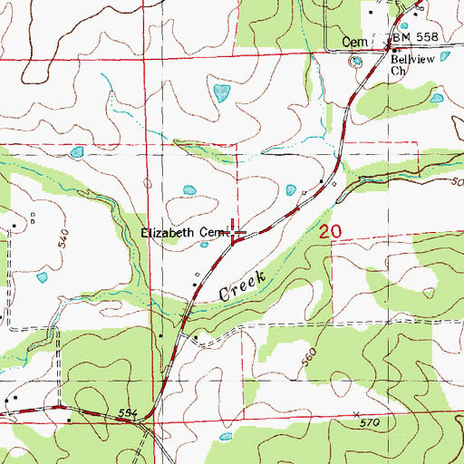 Topographic Map of Elizabeth Cemetery, MO