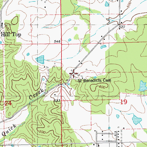 Topographic Map of Saint Benedict Cemetery, MO