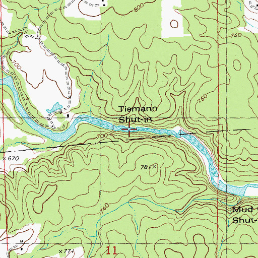 Topographic Map of Tiemann Shut-in, MO