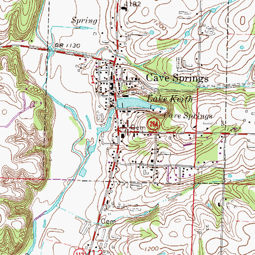 Topographic Map of Baptist Cemetery, AR