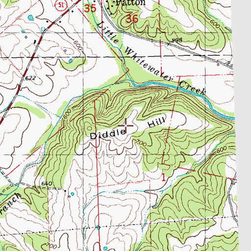 Topographic Map of Diddle Hill, MO