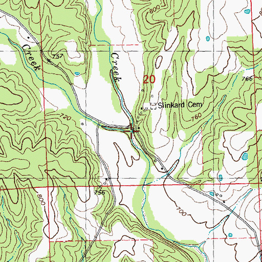Topographic Map of Summers Creek, MO