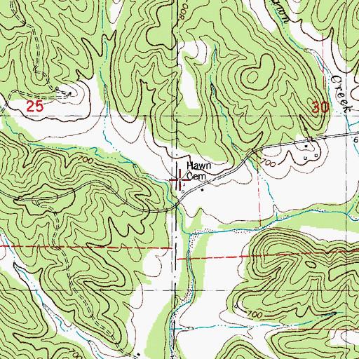 Topographic Map of Hawn Cemetery, MO